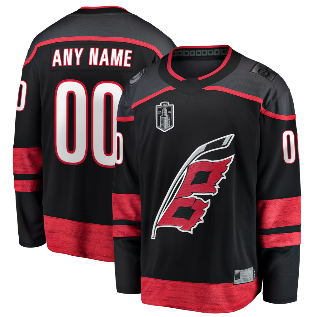 Pouc Custom C.Hurricanes Black 2026 Stanley Cup Final Home Breakaway Stitched Jerseys