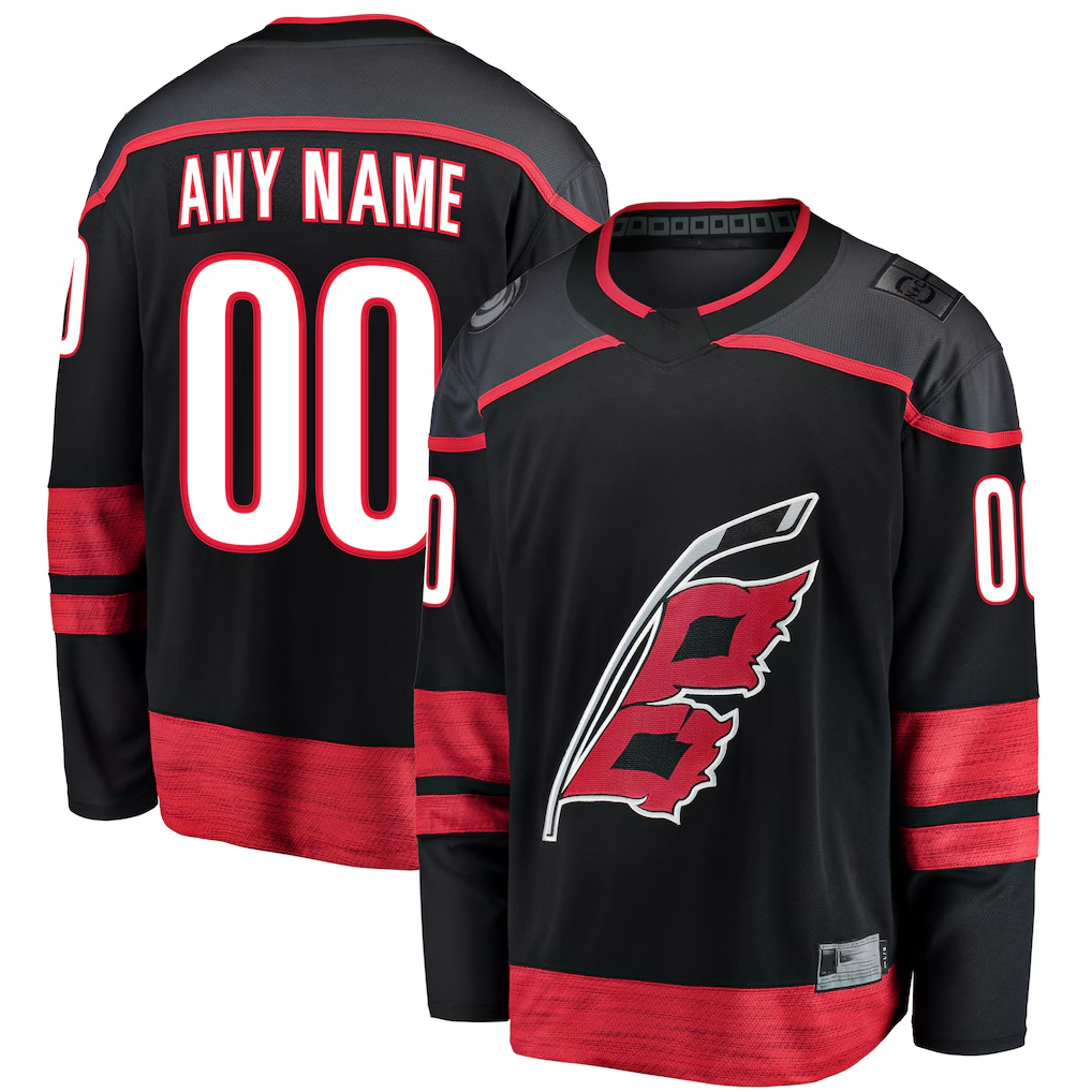 Pouc Custom C.Hurricanes Black Home Breakaway Stitched Jerseys