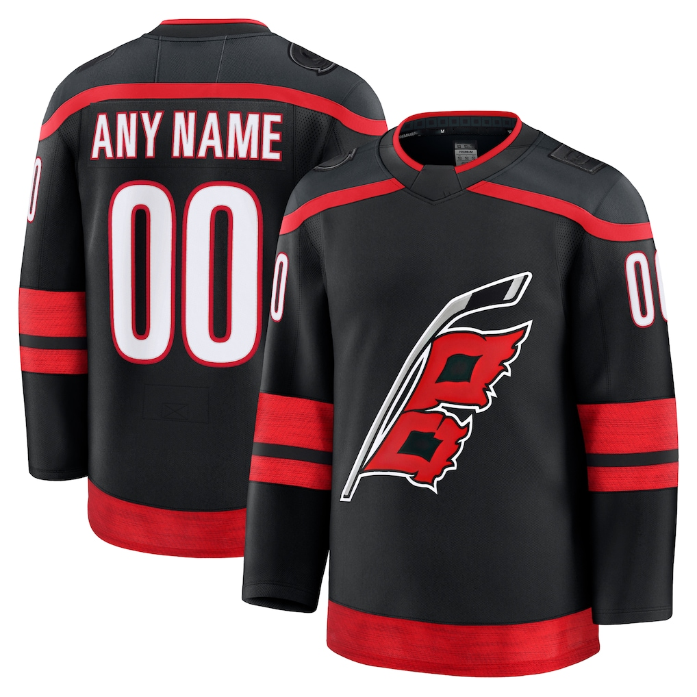 Pouc Custom C.Hurricanes Black Home Premium Stitched Jerseys