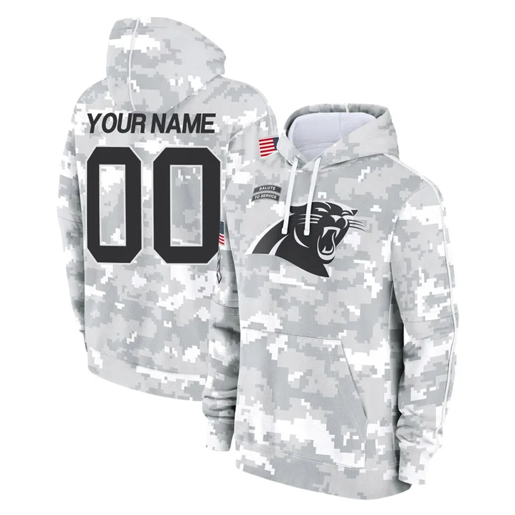 Pouc Custom C.Panthers Arctic Camo Salute to Service Pullover Hoodies Any Name & Numbers Stitched Jerseys