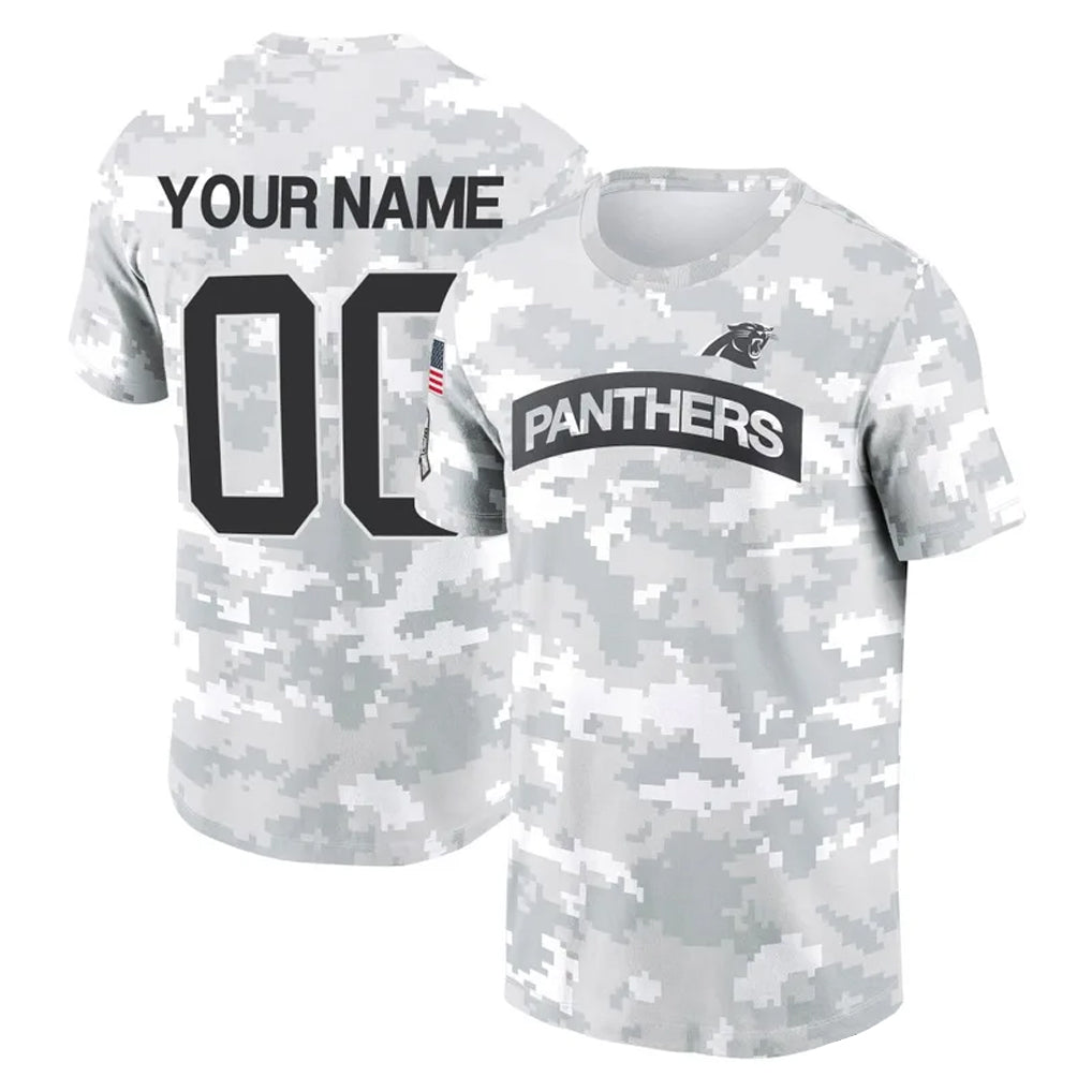 Pouc Custom C.Panthers Arctic Camo Salute to Service T-Shirt Hoodies Any Name & Numbers Stitched Jerseys