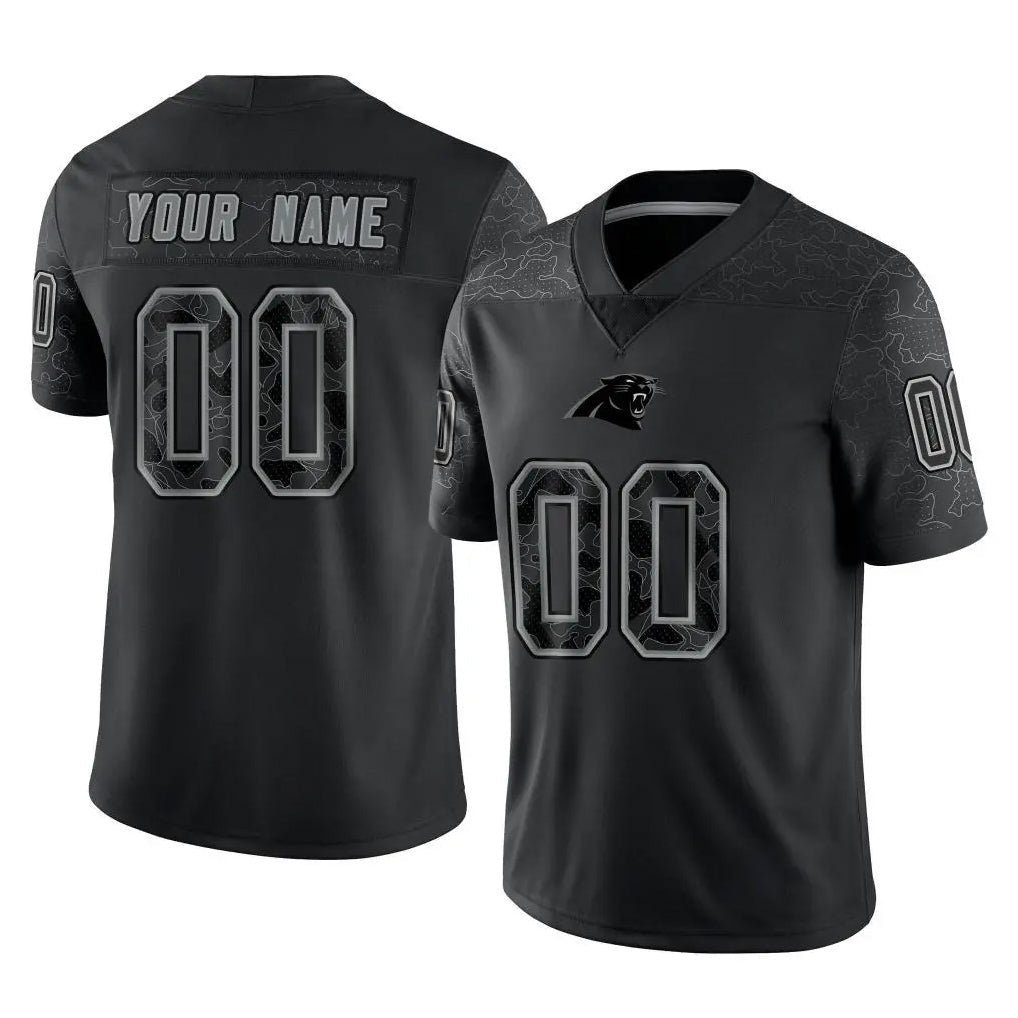 Pouc Custom C.Panthers Black Limited Reflective Game Any Name & Numbers Stitched Jerseys