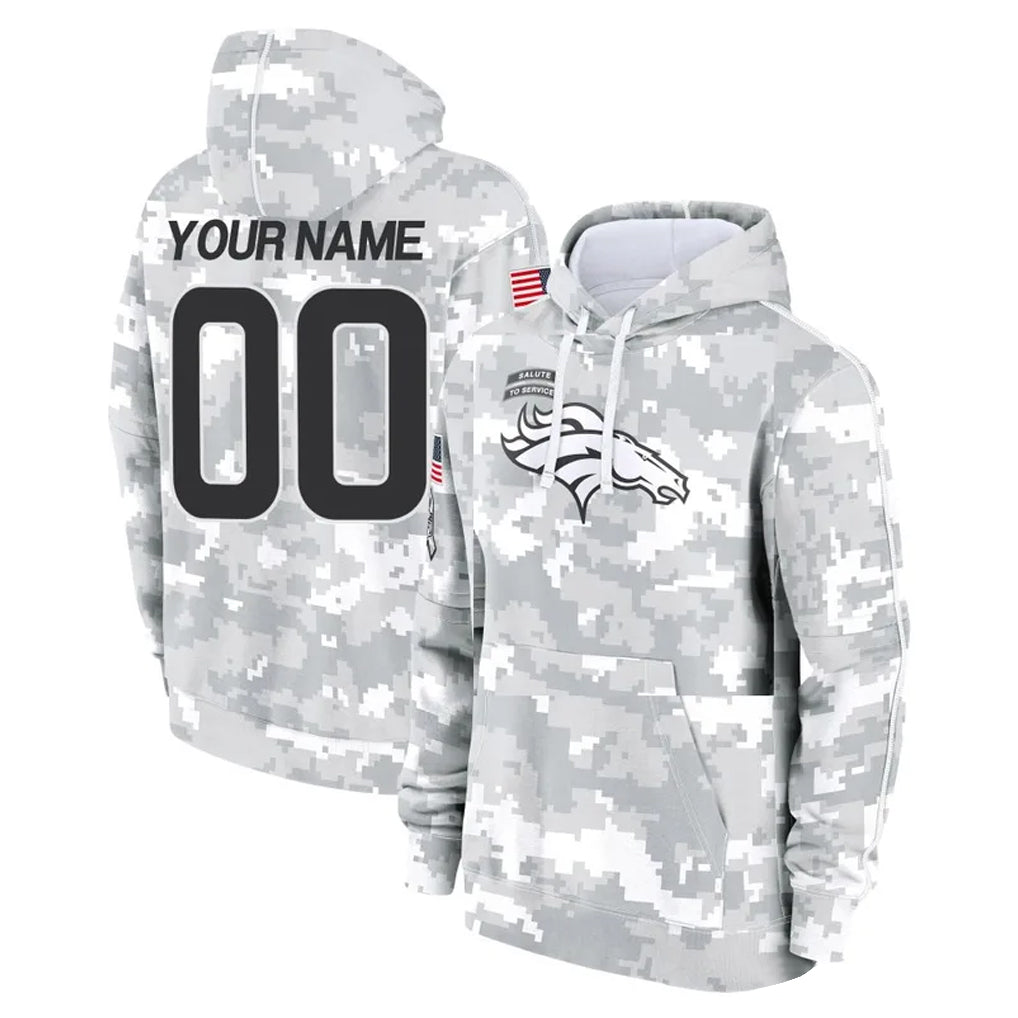 Pouc Custom D.Broncos Arctic Camo Salute to Service Hoodies Limited Any Name & Numbers Stitched Jerseys