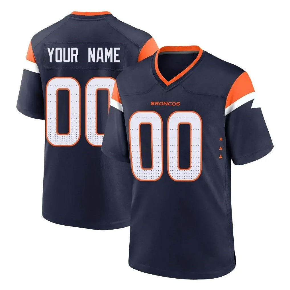 Pouc Custom D.Broncos Navy Home Game Any Name & Numbers Stitched Jerseys