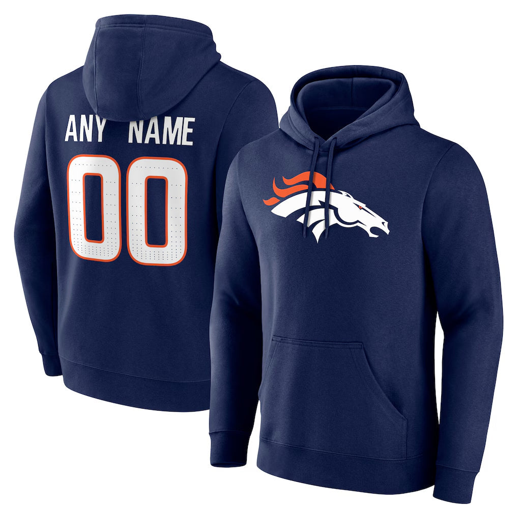 Pouc Custom D.Broncos Navy Pullover Hoodie Limited Any Name & Numbers Stitched Jerseys