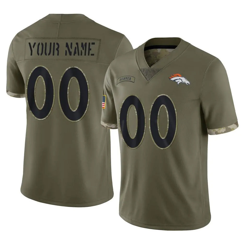 Pouc Custom D.Broncos Olive Salute To Service Limited Any Name & Numbers Stitched Jerseys