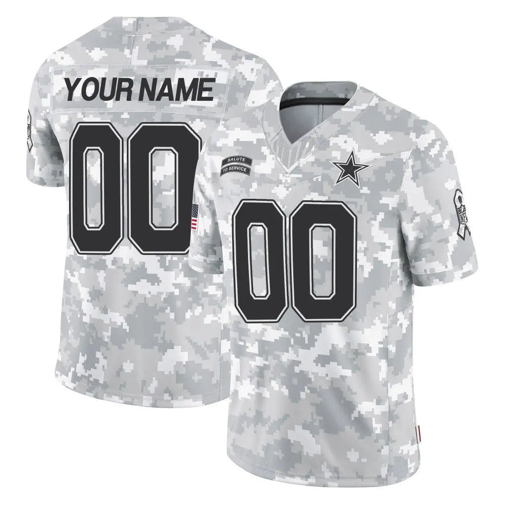 Pouc Custom D.Cowboys Arctic Camo Salute to Service Limited Home Game Any Name & Numbers Stitched Jerseys