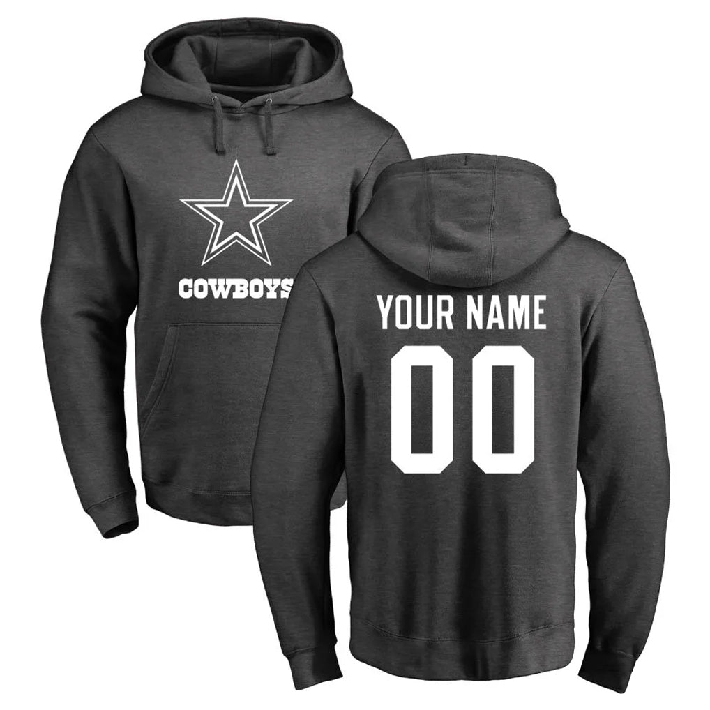 Pouc Custom D.Cowboys Ash One Color Pullover Hoodie Limited Any Name & Numbers Stitched Jerseys