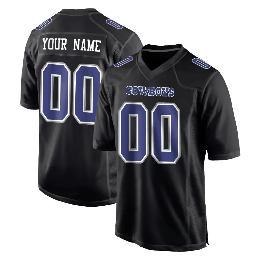 Pouc Custom D.Cowboys Carbon Black Fashion Home Game Any Name & Numbers Stitched Jerseys