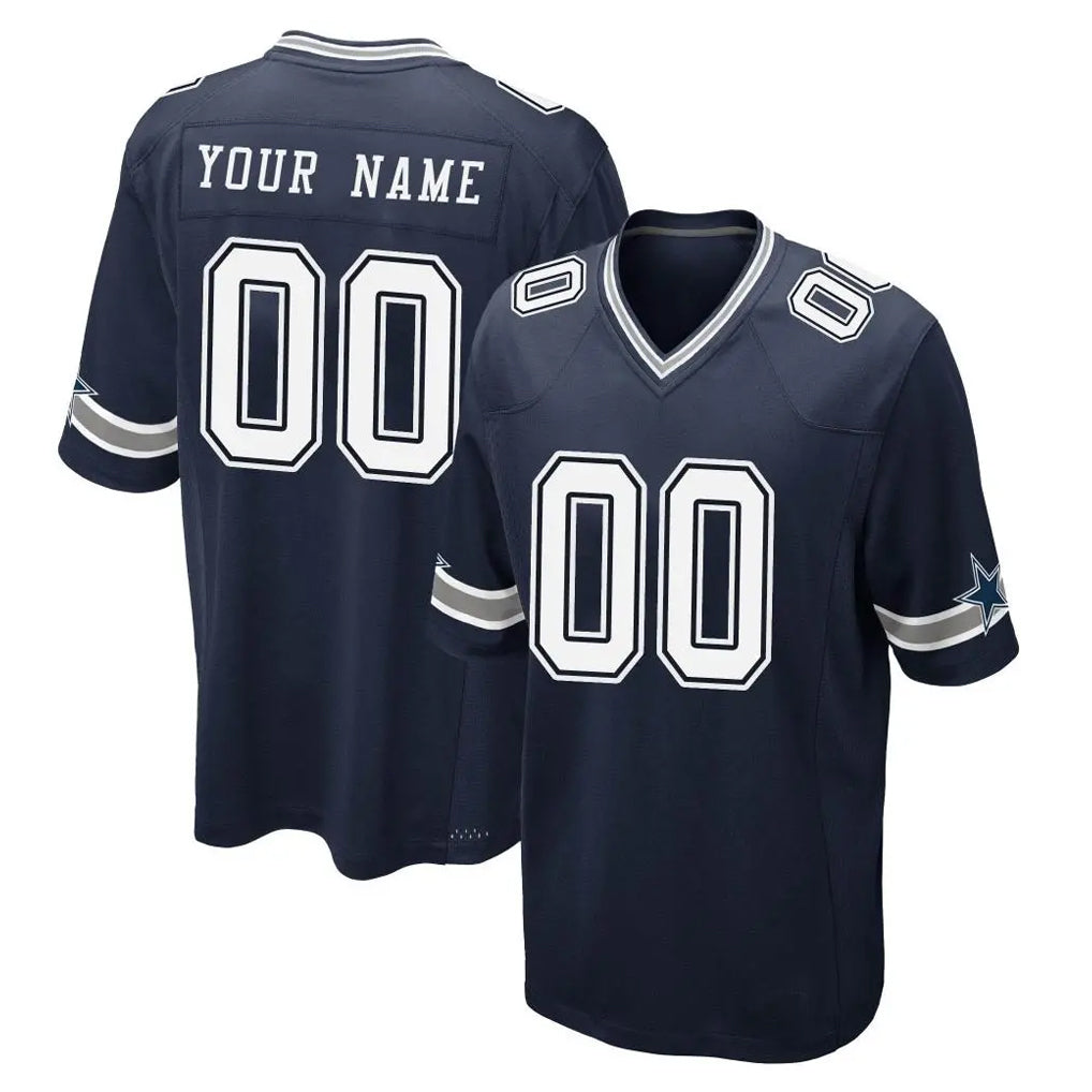 Pouc Custom D.Cowboys Navy Home Game Any Name & Numbers Stitched Jerseys