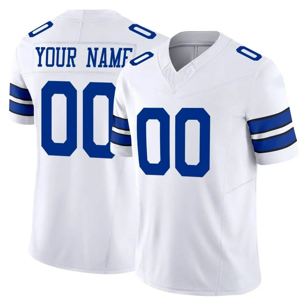 Pouc Custom D.Cowboys White Limited Vapor F.U.S.E. Home Game Any Name & Numbers Stitched Jerseys