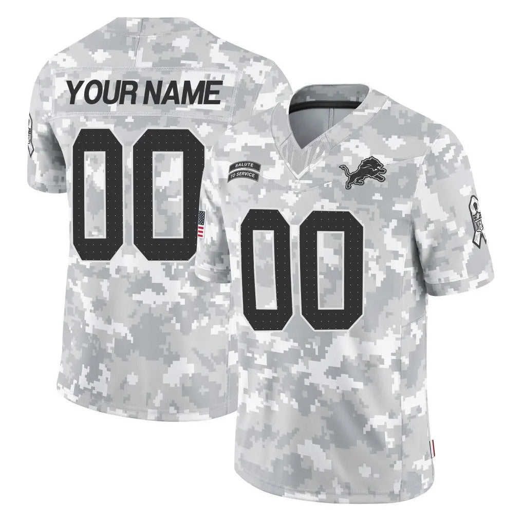 Pouc Custom D.Lions Arctic Camo Salute To Service Limited Any Name & Numbers Stitched Jerseys