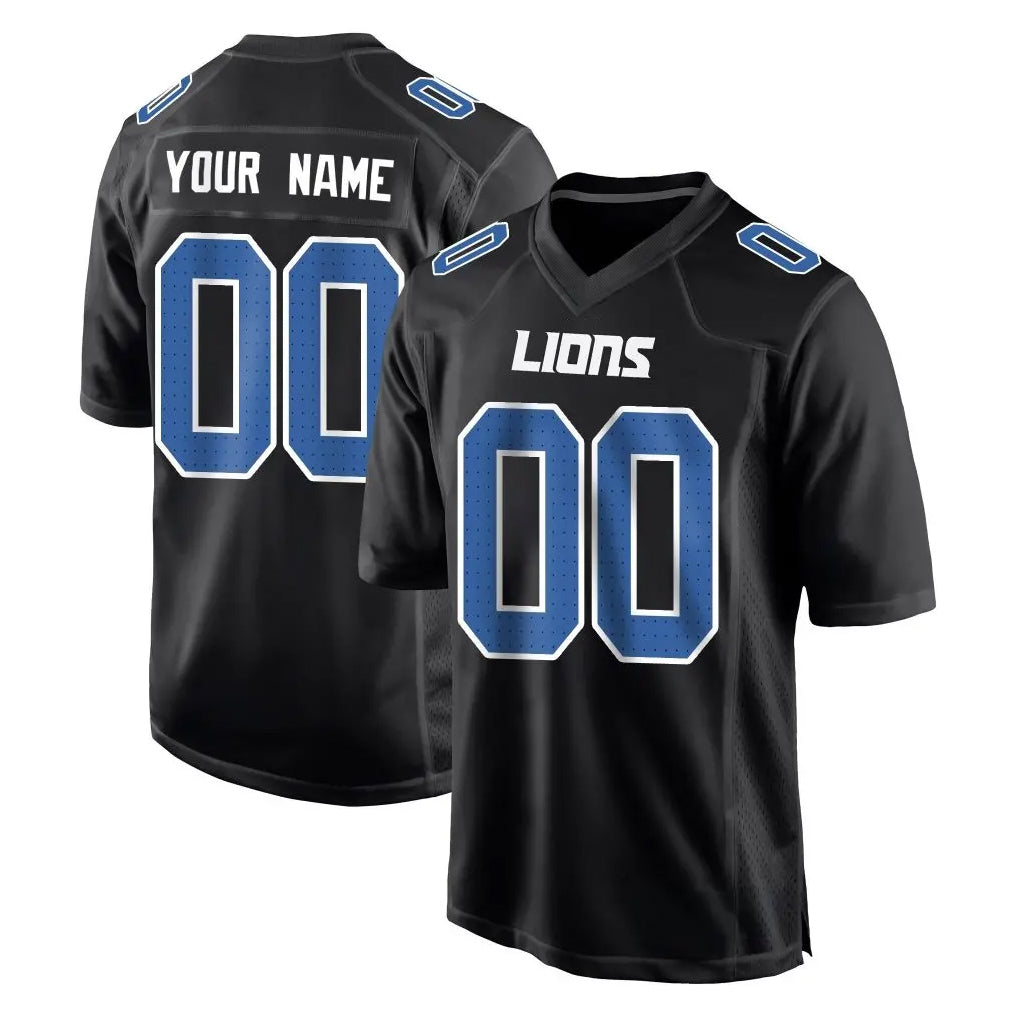 Pouc Custom D.Lions Black Fashion Home Game Any Name & Numbers Stitched Jerseys