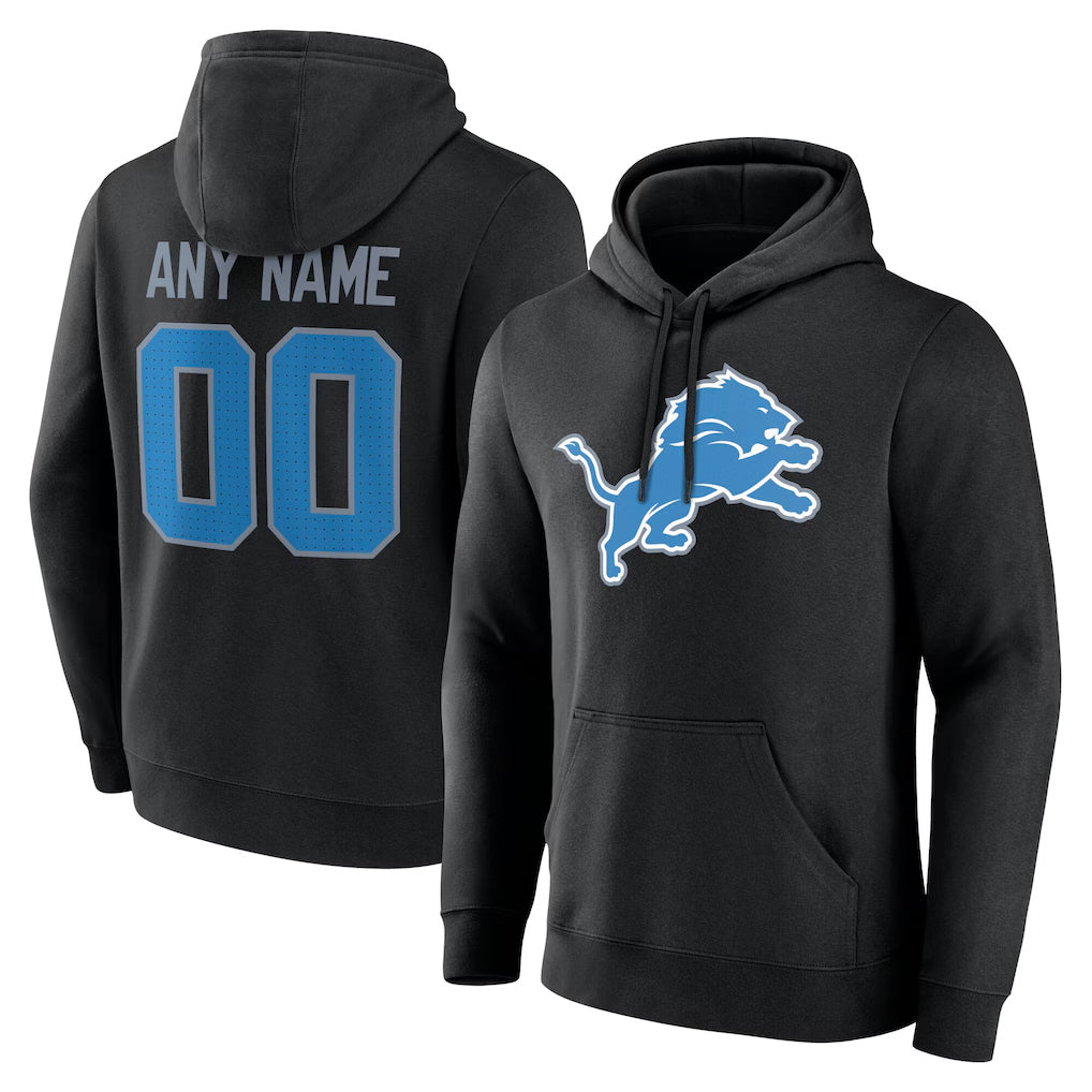 Pouc Custom D.Lions Black Pullover Hoodies Limited Any Name & Numbers Stitched Jerseys