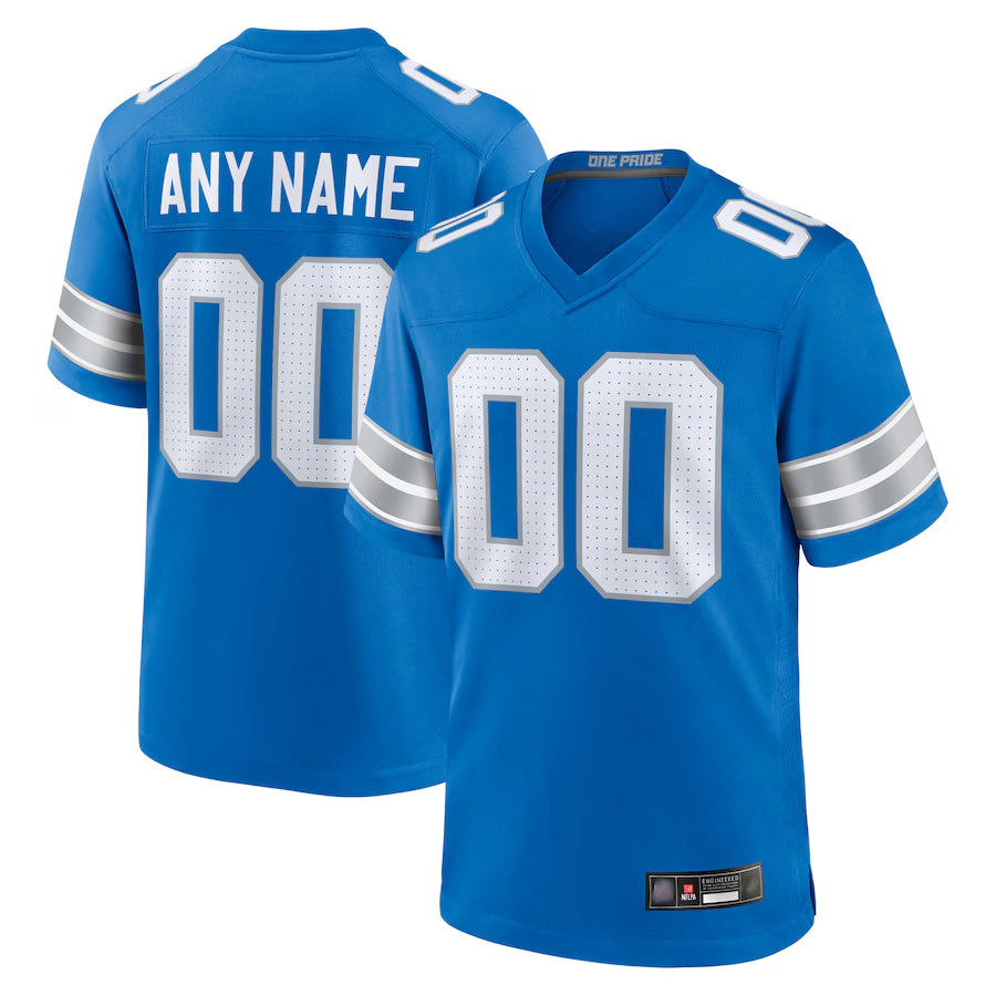Pouc Custom D.Lions Blue Home Game Stitched Jerseys