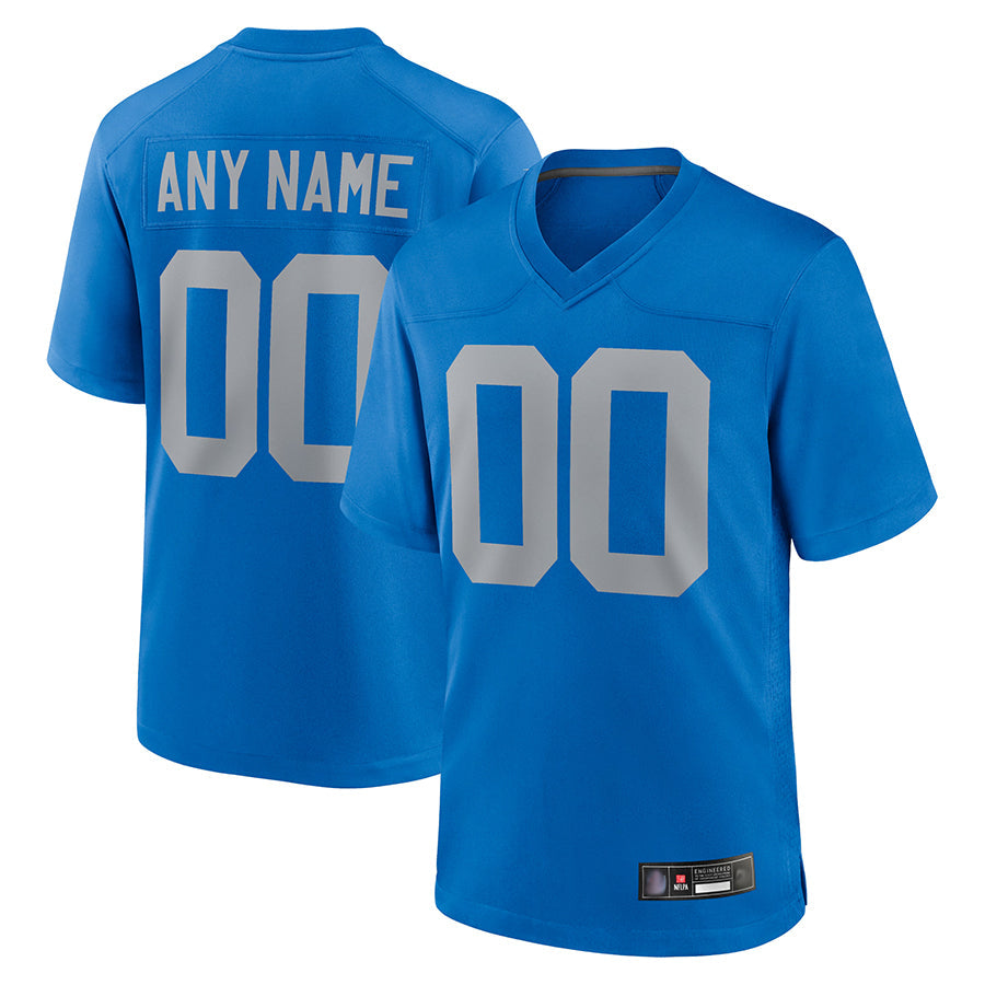 Pouc Custom D.Lions Blue Limted Game Alternate Stitched Jerseys
