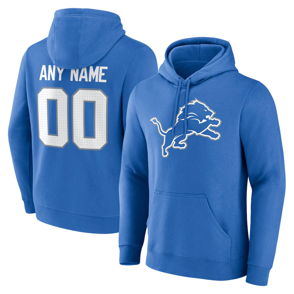 Pouc Custom D.Lions Blue Pullover Hoodies Limited Any Name & Numbers Stitched Jerseys