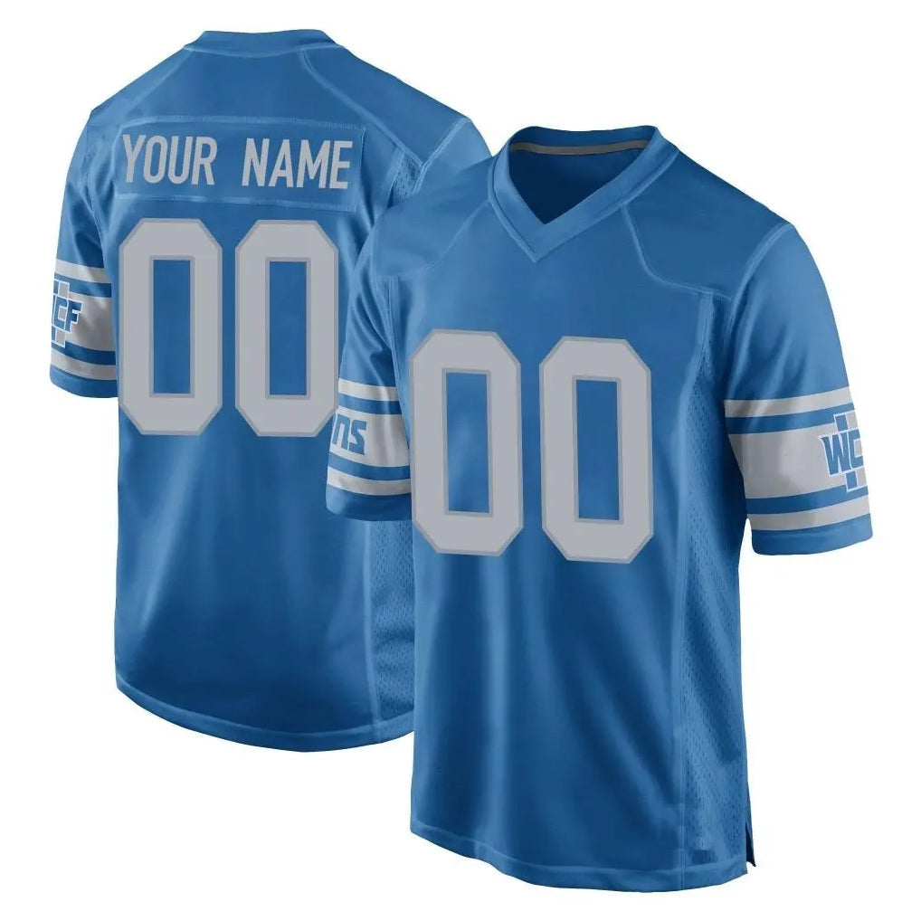 Pouc Custom D.Lions Blue Vapor Untouchable Throwback Game Any Name & Numbers Stitched Jerseys