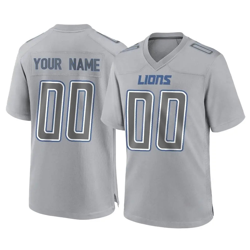 Pouc Custom D.Lions Gray Atmosphere Fashion Home Game Any Name & Numbers Stitched Jerseys