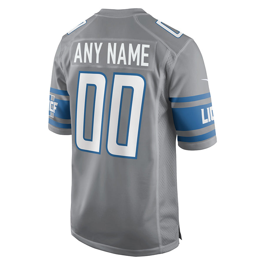 Pouc Custom D.Lions Gray Replica Game Stitched Jerseys