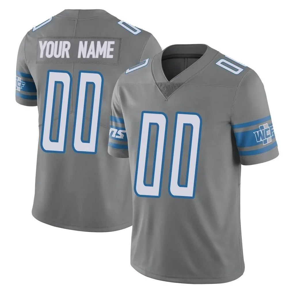 Pouc Custom D.Lions Gray Vapor Untouchable Limited Home Game Any Name & Numbers Stitched Jerseys