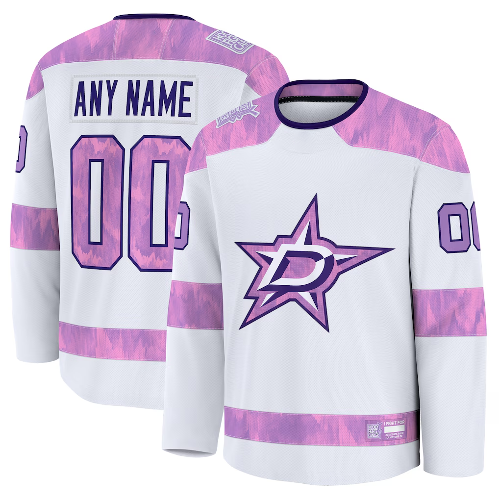 Pouc Custom D.Stars White 2024 Hockey Fights Cancer Practice Jerseys