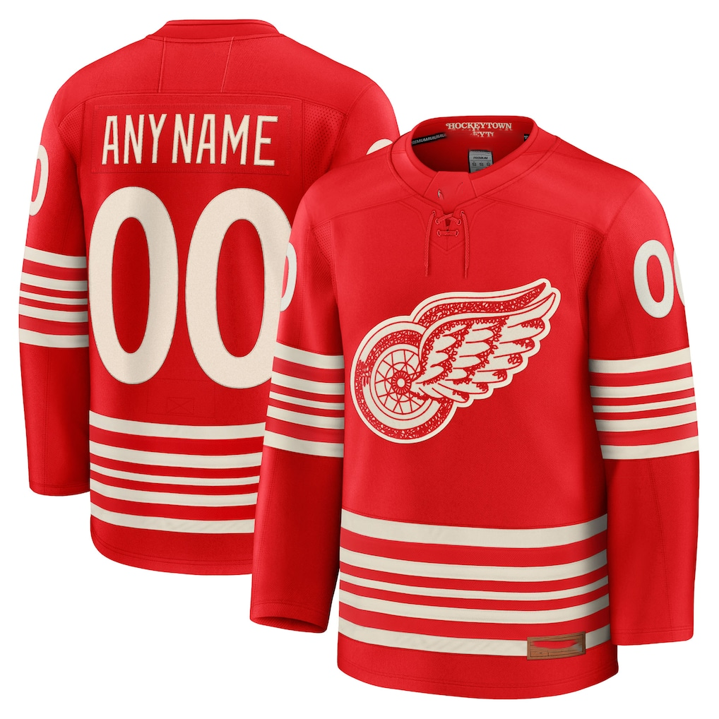 Pouc Custom D.Red wings Red Centennial Premium Jerseys