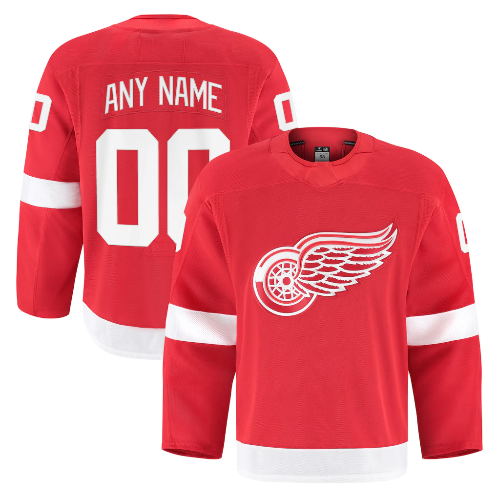 Pouc Custom D.Red wings Red Home Authentic Pro Jerseys