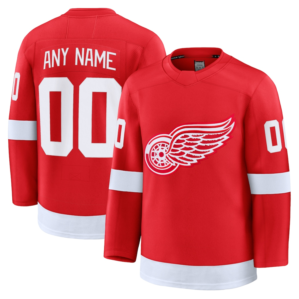 Pouc Custom D.Red wings Red Home Premium Jerseys