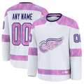 Pouc Custom D.Red wings White 2024 Hockey Fights Cancer Practice Jerseys