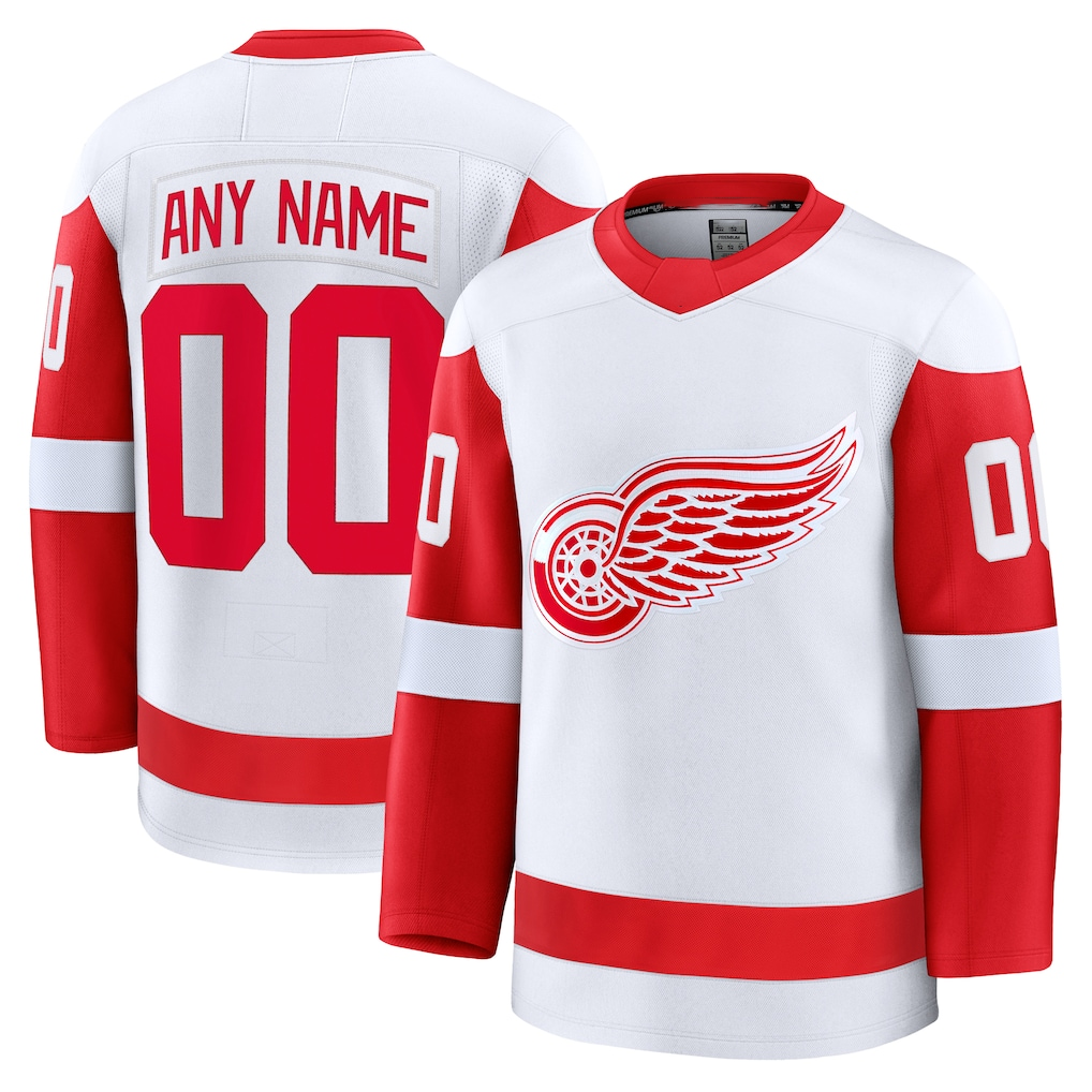Pouc Custom D.Red wings White Away Premium Jerseys