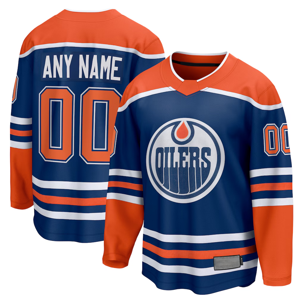 Pouc Custom E.Oilers Royal Home Breakaway Jerseys