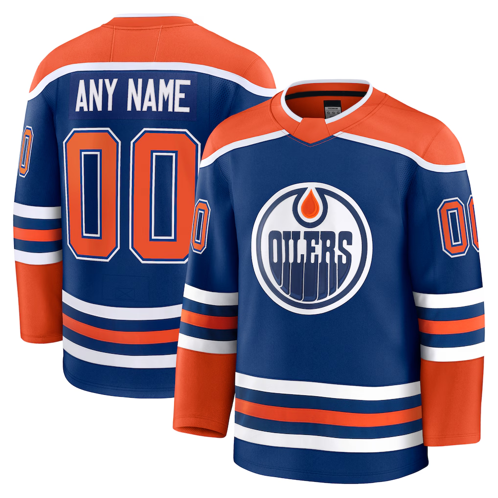 Pouc Custom E.Oilers Royal Home Premium Jerseys