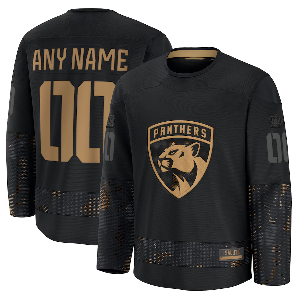 Pouc Custom F.Panthers Black 2024 Military Appreciation Custom Practice Jerseys
