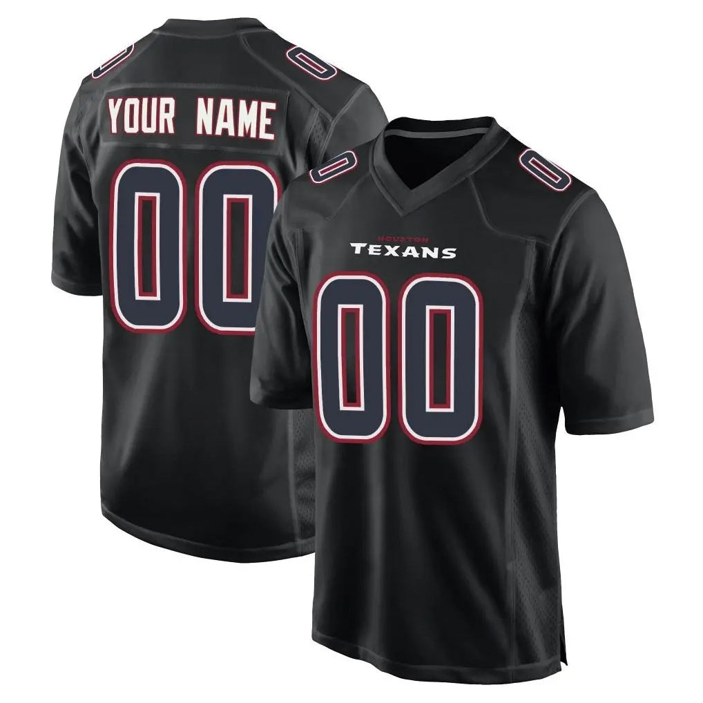 Pouc Custom H.Texans Black Fashion Home Game Any Name & Numbers Stitched Jerseys