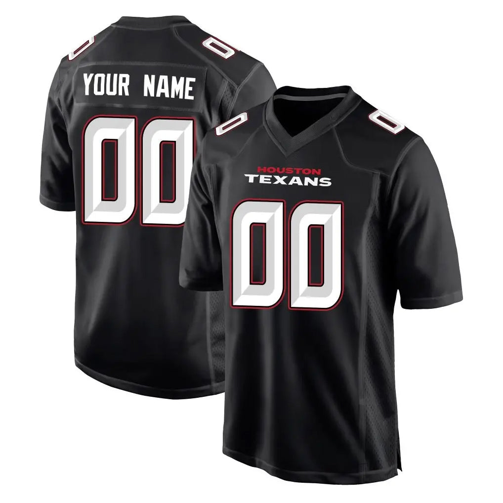 Pouc Custom H.Texans Carbon Black Fashion Home Game Any Name & Numbers Stitched Jerseys