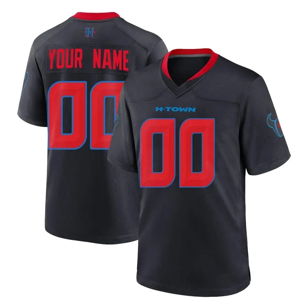 Pouc Custom H.Texans Navy 2nd Alternate Home Game Any Name & Numbers Stitched Jerseys