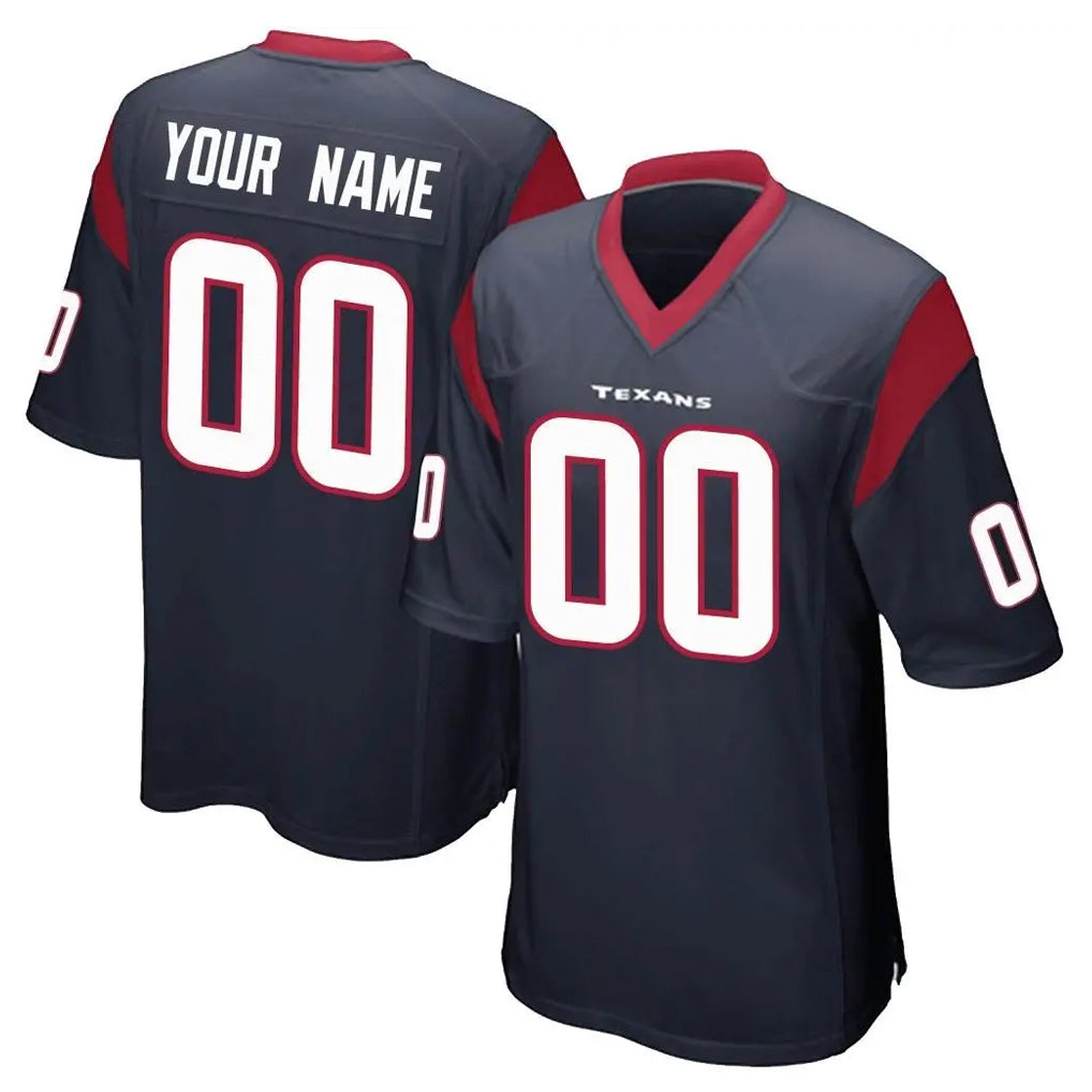 Pouc Custom H.Texans Navy Home Game Any Name & Numbers Stitched Jerseys