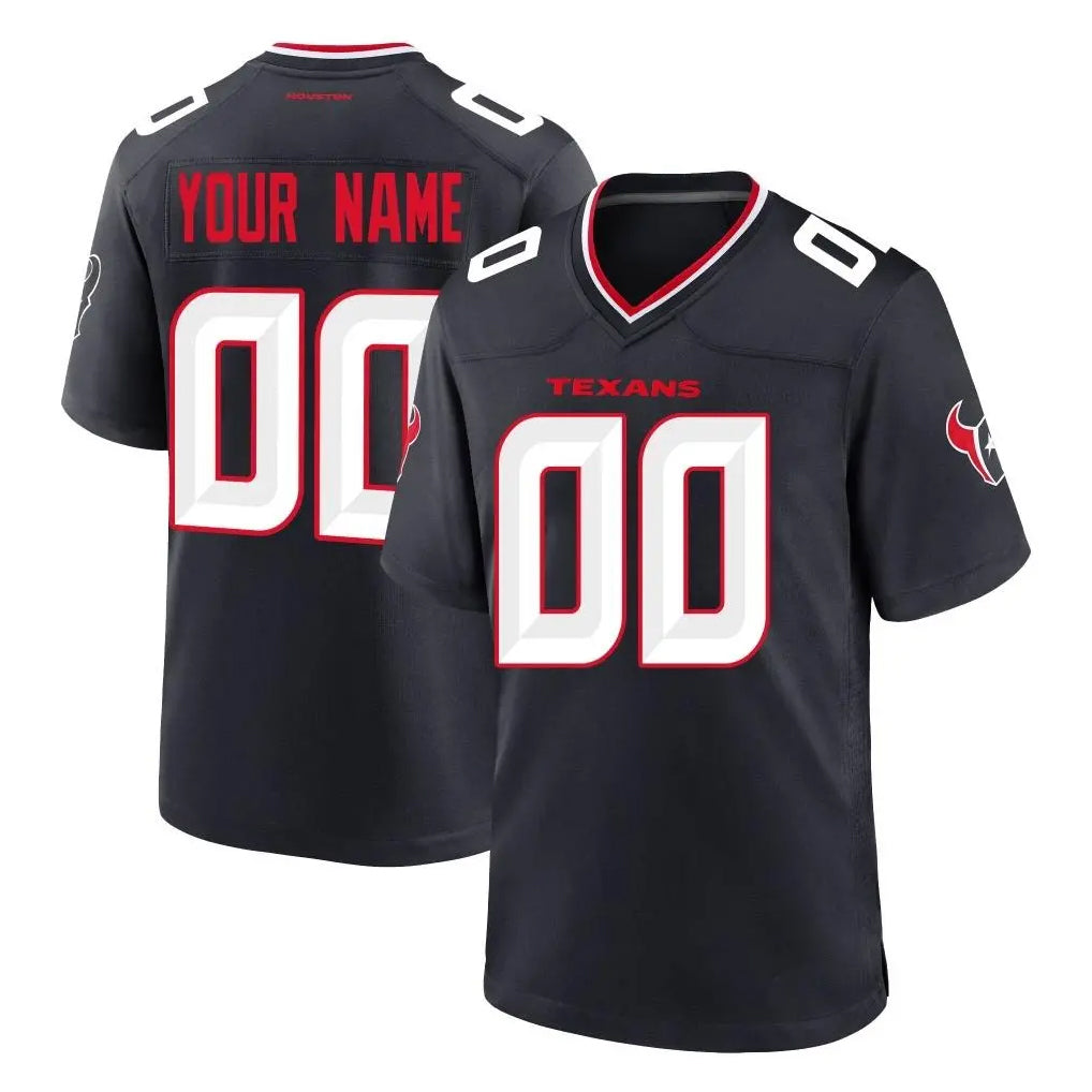 Pouc Custom H.Texans Navy Team Home Game Any Name & Numbers Stitched Jerseys