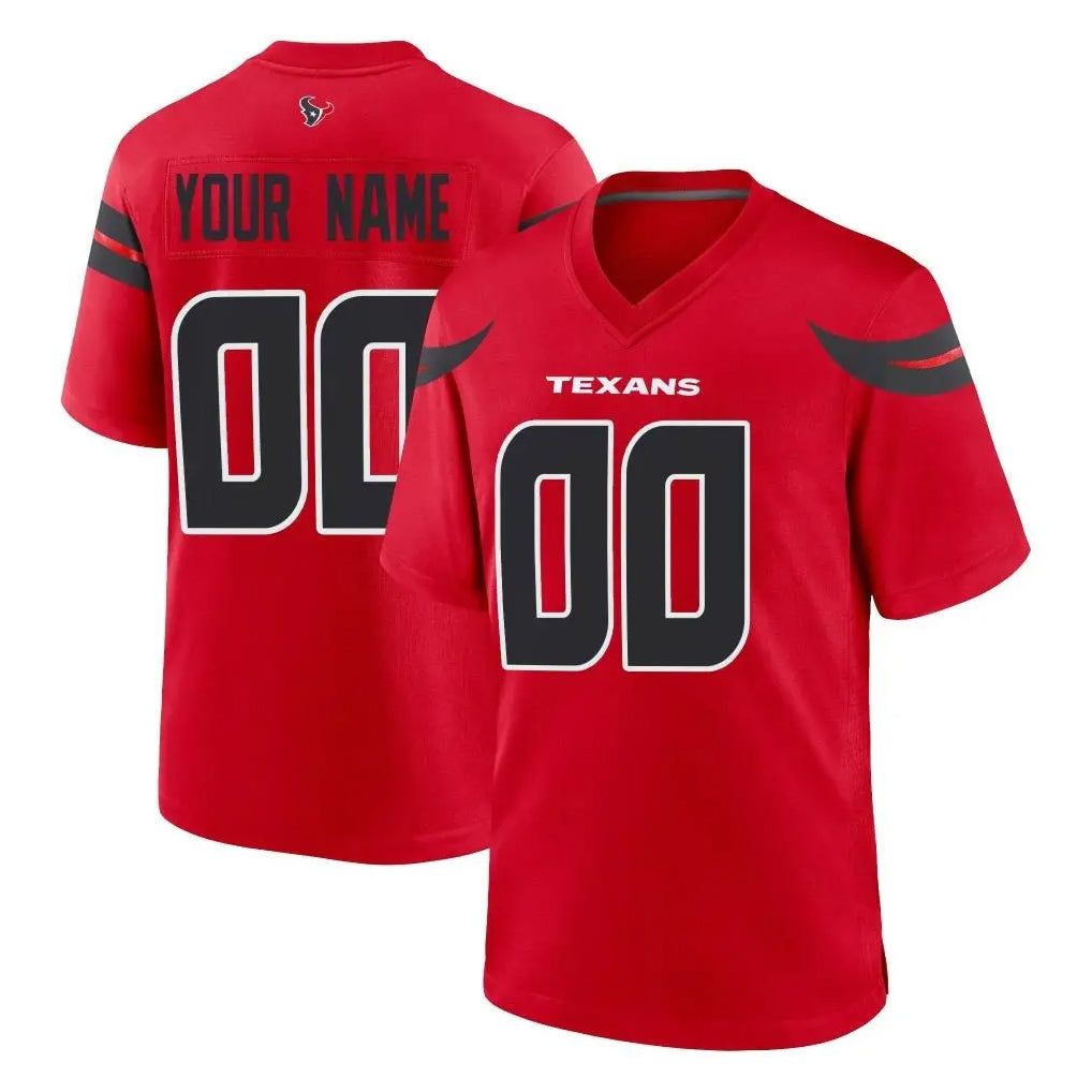 Pouc Custom H.Texans Red Alternate Home Game Any Name & Numbers Stitched Jerseys