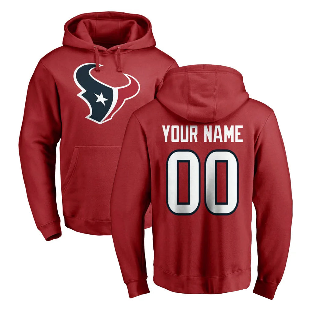 Pouc Custom H.Texans Red Pro Line Pullover Hoodie Limited Game Any Name & Numbers Stitched Jerseys
