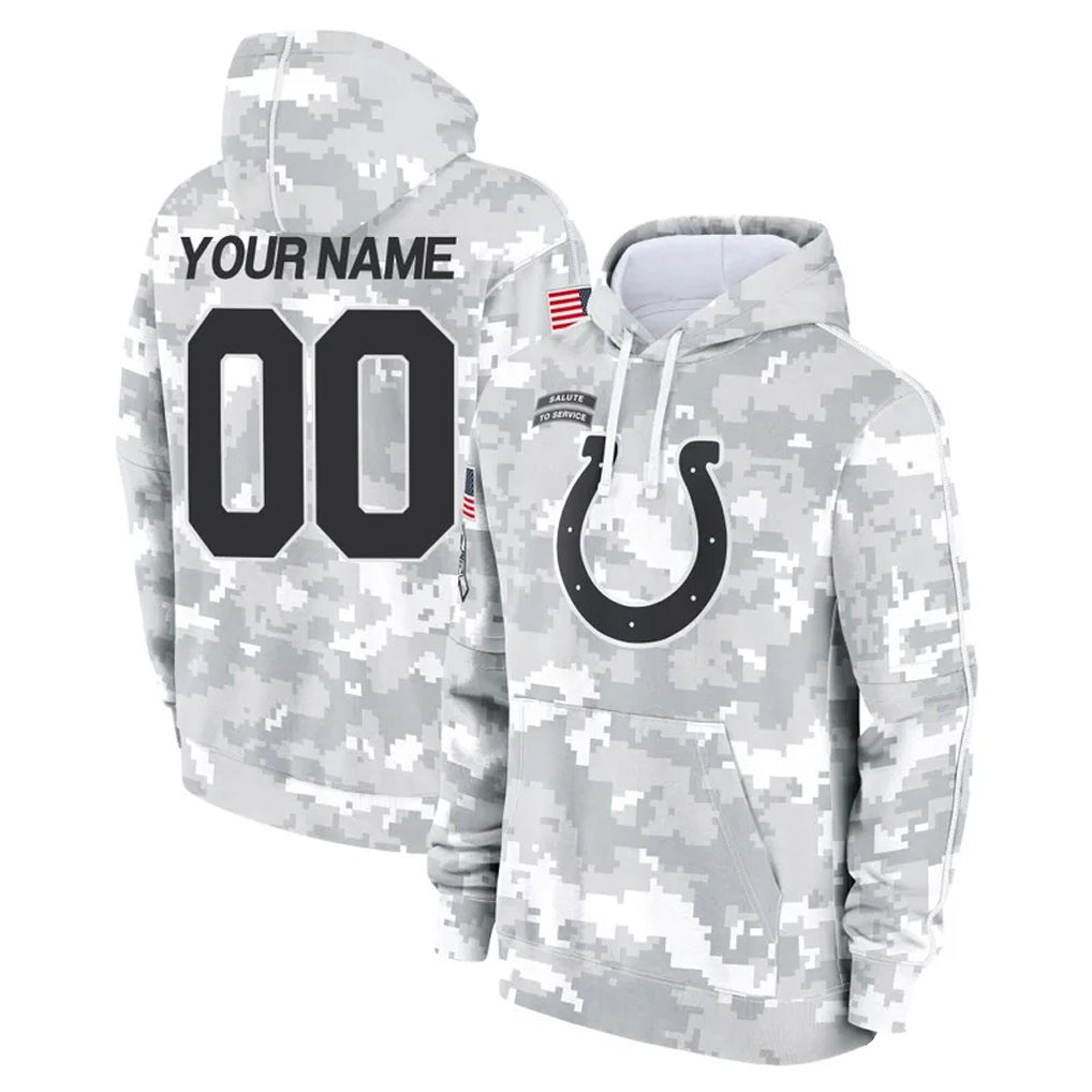 Pouc Custom IN.Colts Arctic Camo Salute to Service Hoodies Limited Game Any Name & Numbers Stitched Jerseys