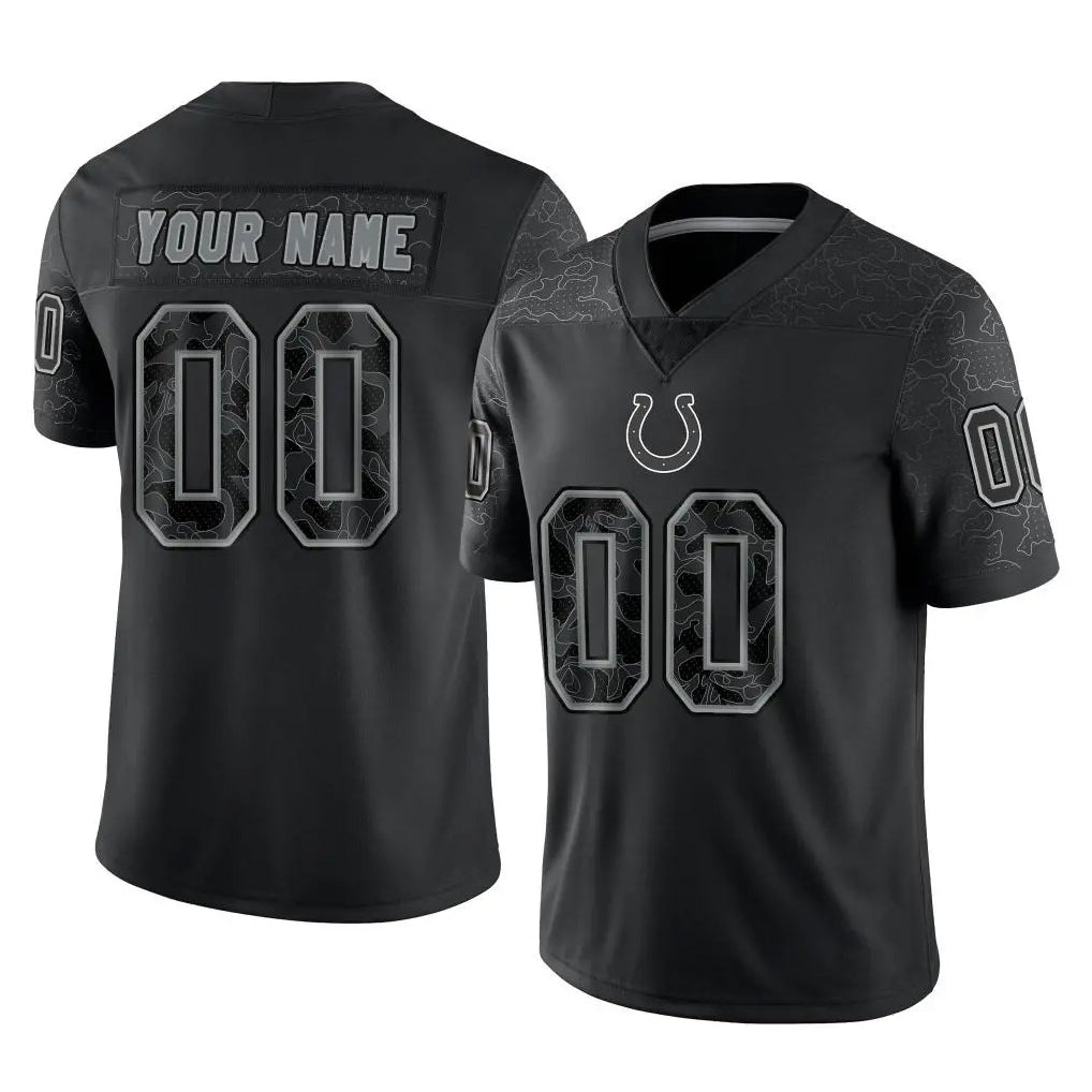 Pouc Custom IN.Colts Black Reflective Limited Game Any Name & Numbers Stitched Jerseys