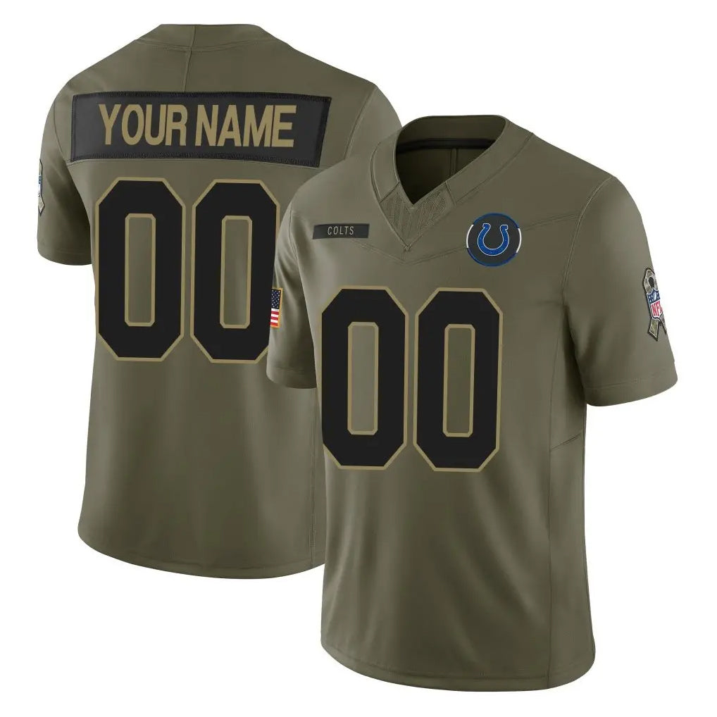 Pouc Custom IN.Colts Olive 2025 Salute To Service Limited Game Any Name & Numbers Stitched Jerseys