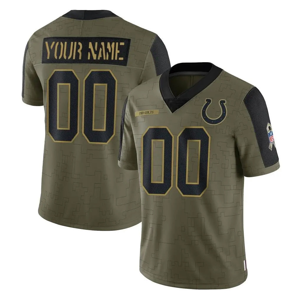Pouc Custom IN.Colts Olive Salute To Service Limited Game Any Name & Numbers Stitched Jerseys