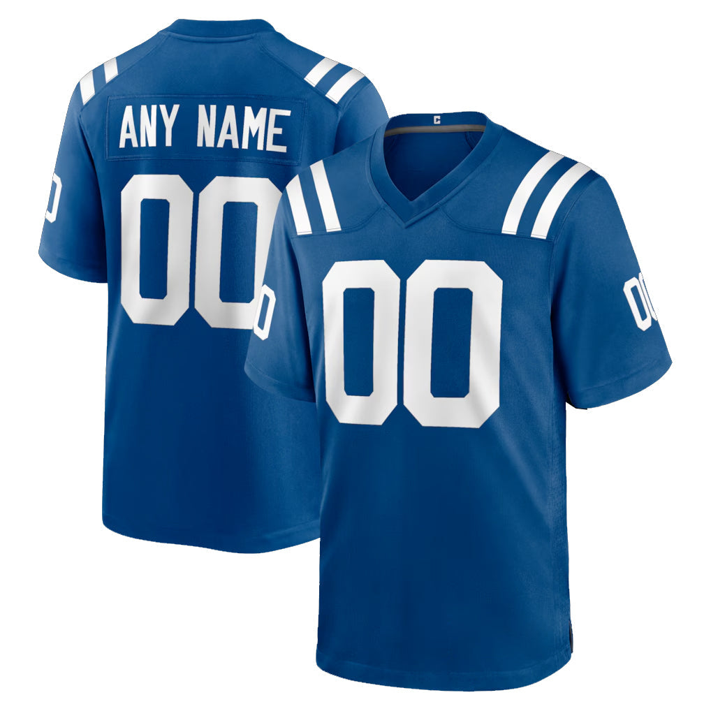 Pouc Custom IN.Colts Royal Home Game Any Name & Numbers Stitched Jerseys