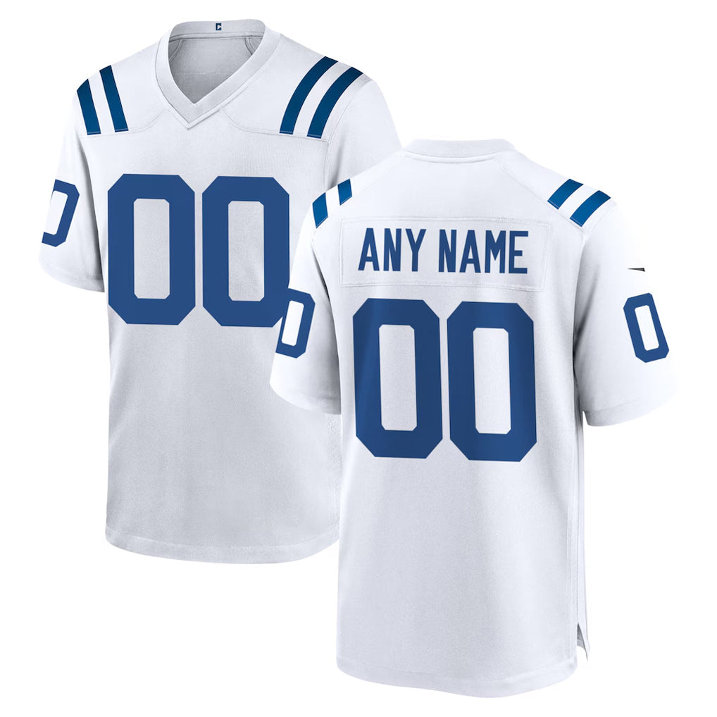 Pouc Custom IN.Colts White Home Game Any Name & Numbers Stitched Jerseys