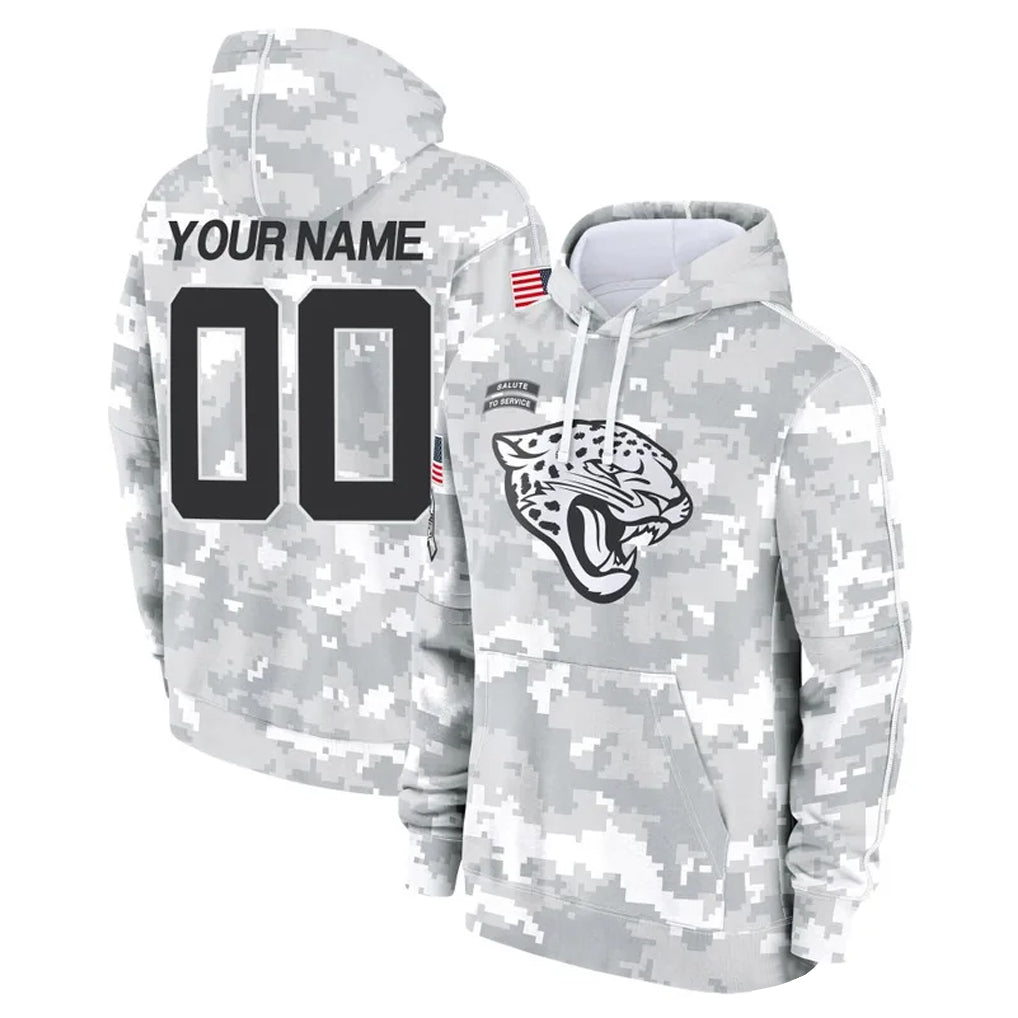 Pouc Custom J.Jaguars Arctic Camo Salute to Service Hoodies Limited Game Any Name & Numbers Stitched Jerseys