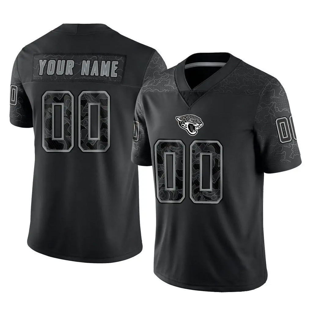 Pouc Custom J.Jaguars Black Reflective Limited Game Any Name & Numbers Stitched Jerseys