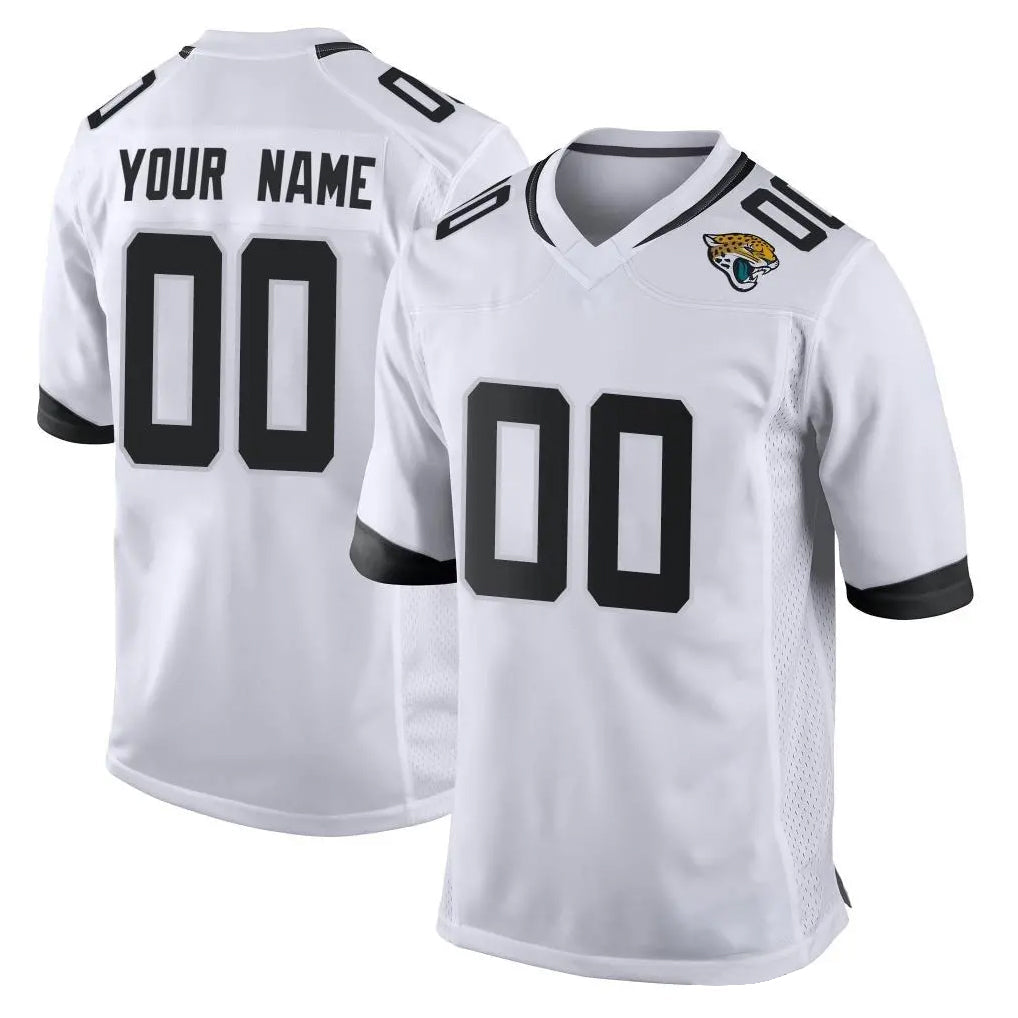 Pouc Custom J.Jaguars White Home Game Any Name & Numbers Stitched Jerseys